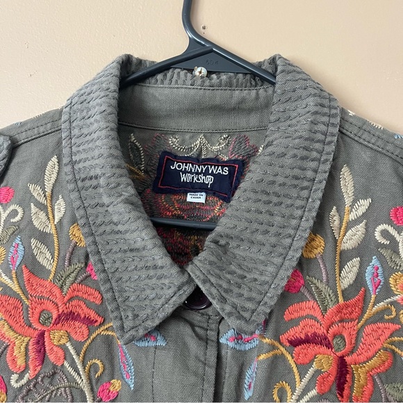 Johnny Was Workshop Violette Eyelet Embroidered Military Jacket size XL - Picture 9 of 13